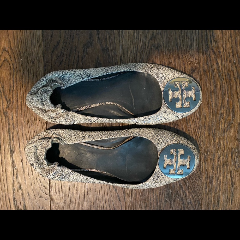 Tory Burch Reva Snakeskin Flats
